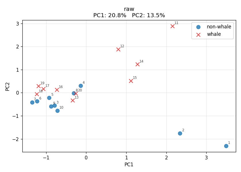 PCA plot of Perch embeddings from MBARI data